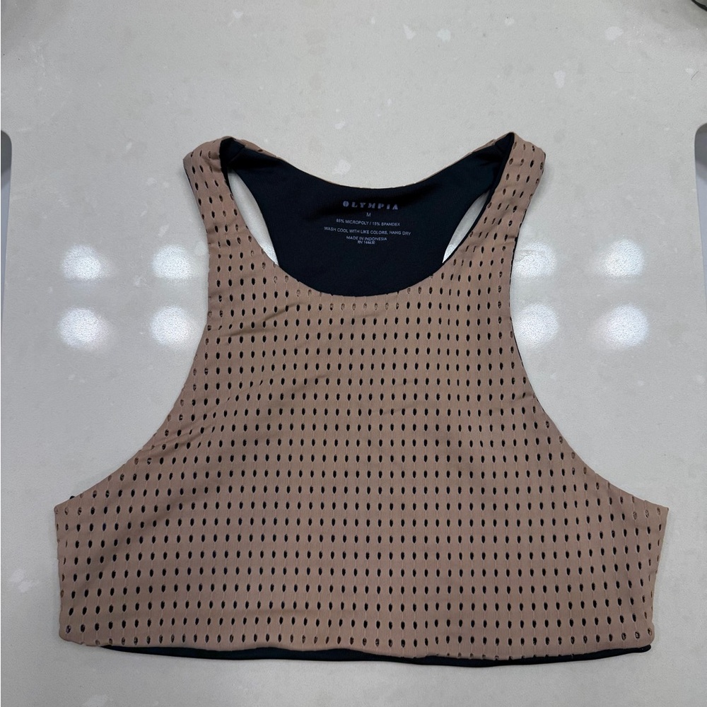 Olympia Activewear Ophelia Tan/Black mesh sports bra